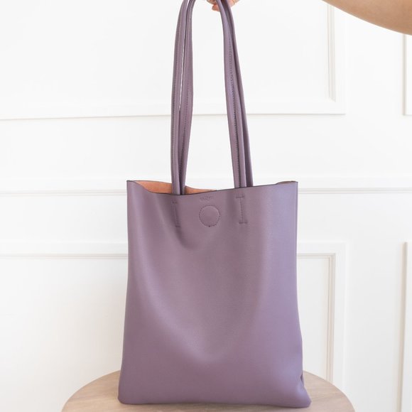 The Ava Genuine Leather Tote Bag Purple - Picture 7 of 11